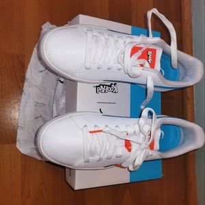 Brand new White/blue unisex puma shoes size 6.5Y